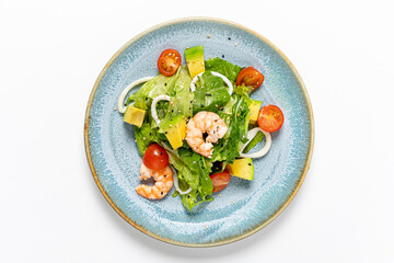 salad with shrimps on the white