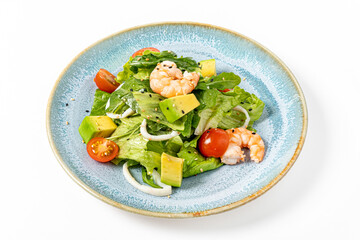 salad with shrimps on the white
