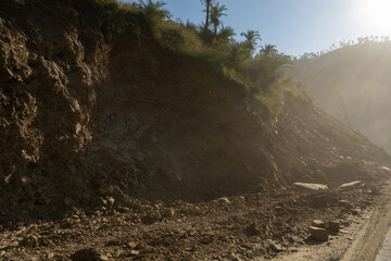 Rocks fall from the mountain. Landslide happened in Uttarakhand. Landslide happened in uttarakhadn after heavy rain.