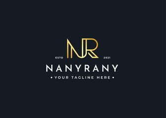 Letter N R luxury logo design template