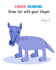 Fingerprint crafts for kids. Play art with funny animals. Book of 10 pages. Vector illustration.