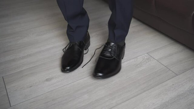 a man shoes black shoes with lacing. men's fashion. business style.