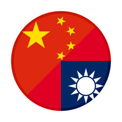 round icon with china and taiwan flags. vector illustration isolated on white background