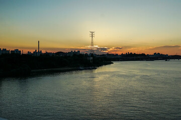 Obraz premium sunset over the harbor
