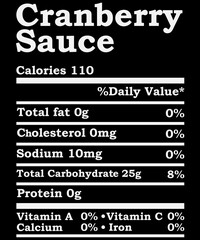 Funny Cranberry Sauce Family Thanksgiving Nutrition Facts