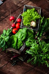 vegetables on a wooden table