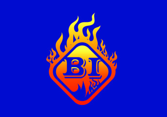 Obraz premium Fire BI Letter Logo And Icon Design Template