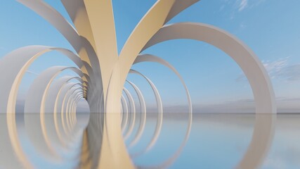 Architecture background arched interior 3d render