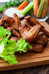 grilled chicken wings with vegetables