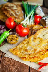 cheburek pie with vegetable