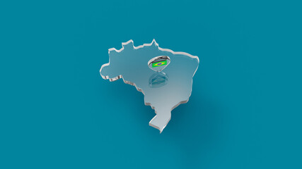 top view of brazil map with color background