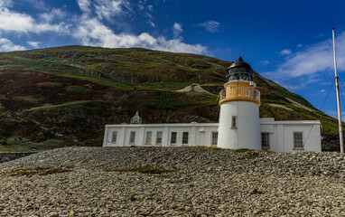 Fototapeta premium Ailsa Craig Lighthouse, Stevenson Lighthouse on the Scottish Island of Ailsa Craig on the west coast of Scotland