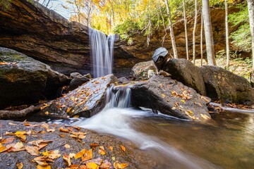 waterfall in autumn
