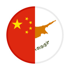 round icon with china and cyprus flags. vector illustration isolated on white background