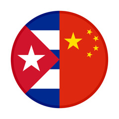 round icon with cuba and china flags. vector illustration isolated on white background