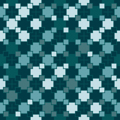 Abstract geometric pattern of squares with crosses. Seamless mosaic and tile. Vector illustration