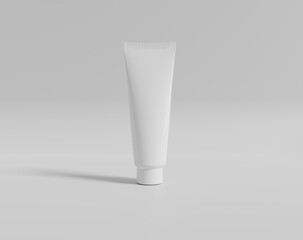 Blank white cosmetic tube, mock up tube packaging of cream