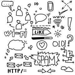 vector Hand drawn internet doodles.