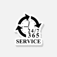 24 hour service sticker icon isolated on white background