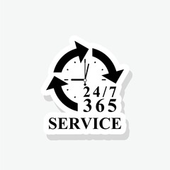 24 hour service sticker icon isolated on white background