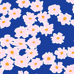 Vector floral seamless pattern. Abstract stylized flower silhouettes, hand drawn digital illustration. Botanical fabric design, surface design