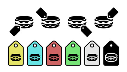 Macaron, food, pastry vector icon in tag set illustration for ui and ux, website or mobile application