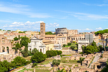 Fototapeta na wymiar Landscape of the Roman Forum from the Palatine Hill - Rome