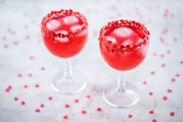 Red Valentine's day cocktail in a glass