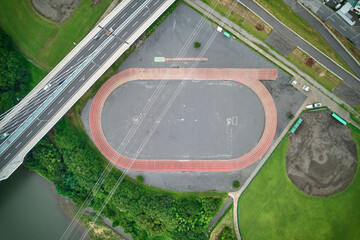 aerial view of a running track
