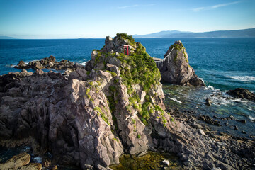 Japanese shrine on top of an island