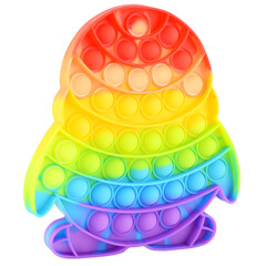 Pop it silicone rainbow anti-stress toy isolated on white background. Simple dimple, popular modern stress relief toys for adults and children. Fidget kid toy, Pop Bubble Fidget