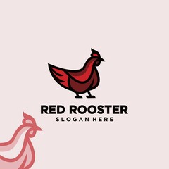 Chicken logo with line concept, rooster mascot, chicken farm, chicken vector illustration