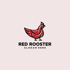 Chicken logo with line concept, rooster mascot, chicken farm, chicken vector illustration
