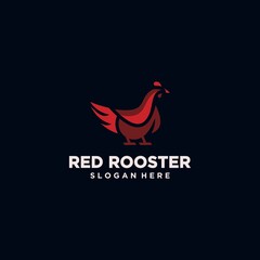 Fototapeta na wymiar Chicken logo with line concept, rooster mascot, chicken farm, chicken vector illustration