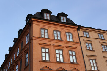 Fototapeta na wymiar House facade in old town of Stockholm, Sweden