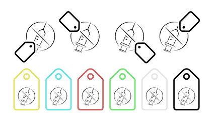Needle, stop, care, healthy hand drawn vector icon in tag set illustration for ui and ux, website or mobile application