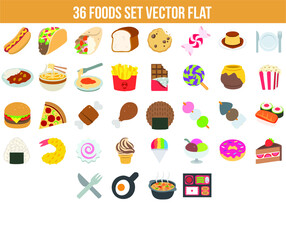 set of icons of food