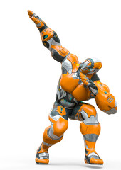 futuristic astronaut is doing a smooth pin up pose in white background