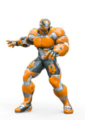 futuristic astronaut is ready for action in white background