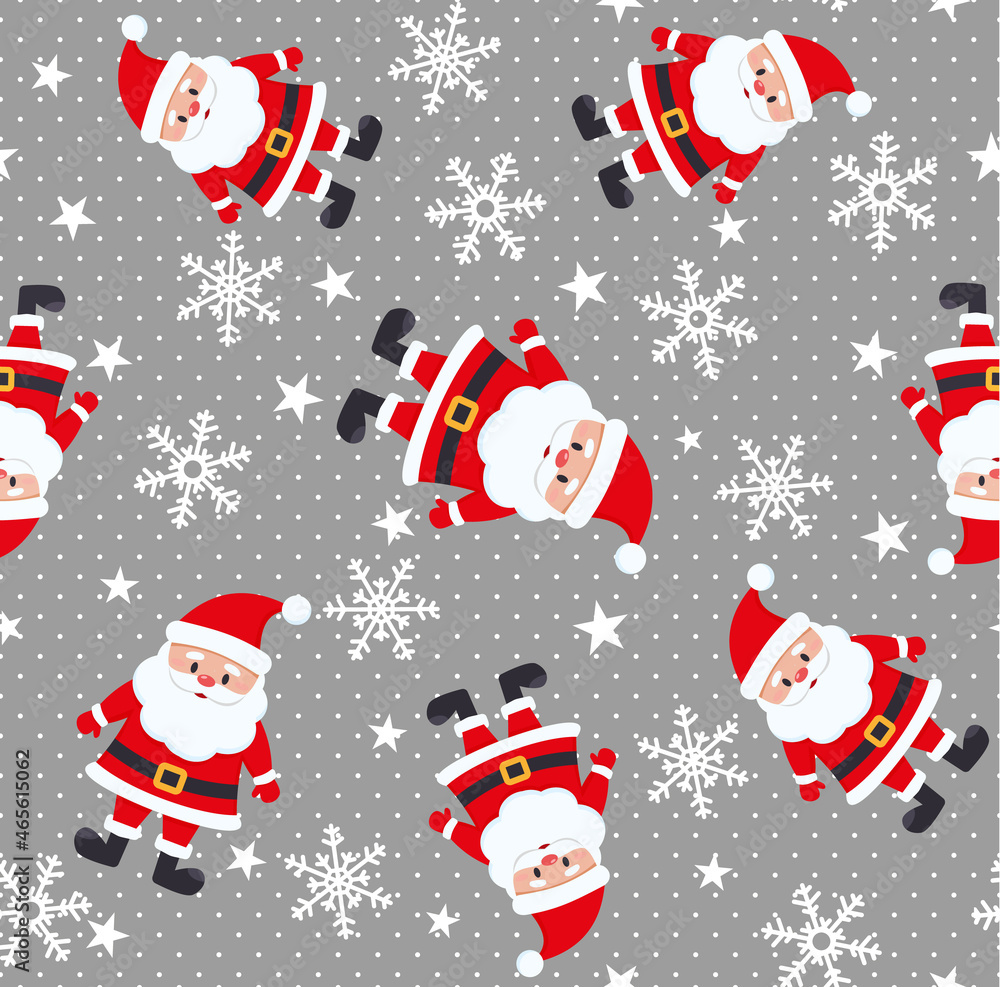 Poster christmas seamless pattern in santa claus and snowflakes for print and web design