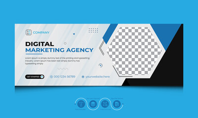 Business Digital Marketing Web Banner, Corporate Facebook Cover Template, Social Media FB Timeline Banners Design