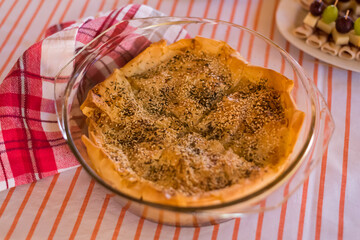 burek, fresh savory feta cheese pastry