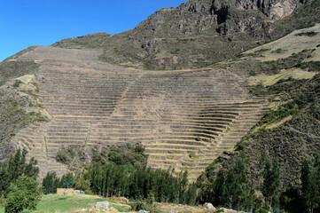 Terraces at Pisac archeological site in Peru - obrazy, fototapety, plakaty