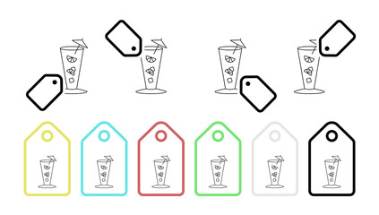 Cool cocktail drink vector icon in tag set illustration for ui and ux, website or mobile application