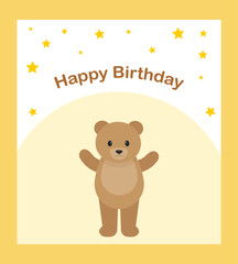 This is a card for a birthday with a cute bear and balloons.