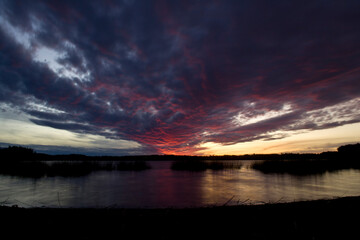 sunset over the lake