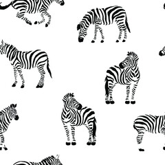 Striped zebra seamless pattern Vector - obrazy, fototapety, plakaty