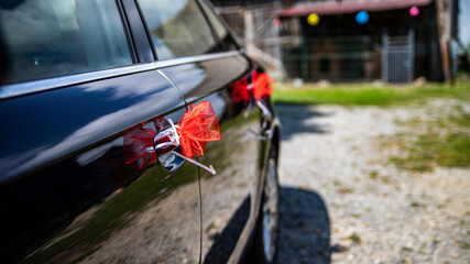 piękny wystrój samochodu ozdoby ślub wesele  © Tymoteusz