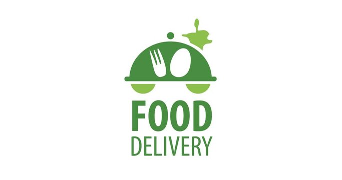 Animated video logo of food delivery, courier delivery