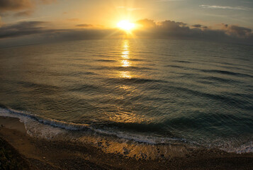Fototapeta na wymiar Landscape at sunrise next to the Mediterranean Sea in Vinaroz